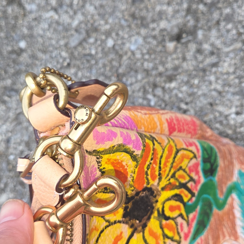 Handpainted Faded Blush Cat and Sunflower Women's Bag. Excellent Used Condition. - Picture 12 of 13